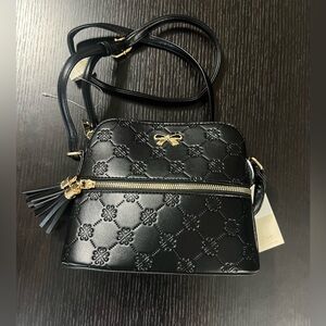 Le Bag Blush Crossbody Bag Purse with Tassels Black Double Zip & Tassels